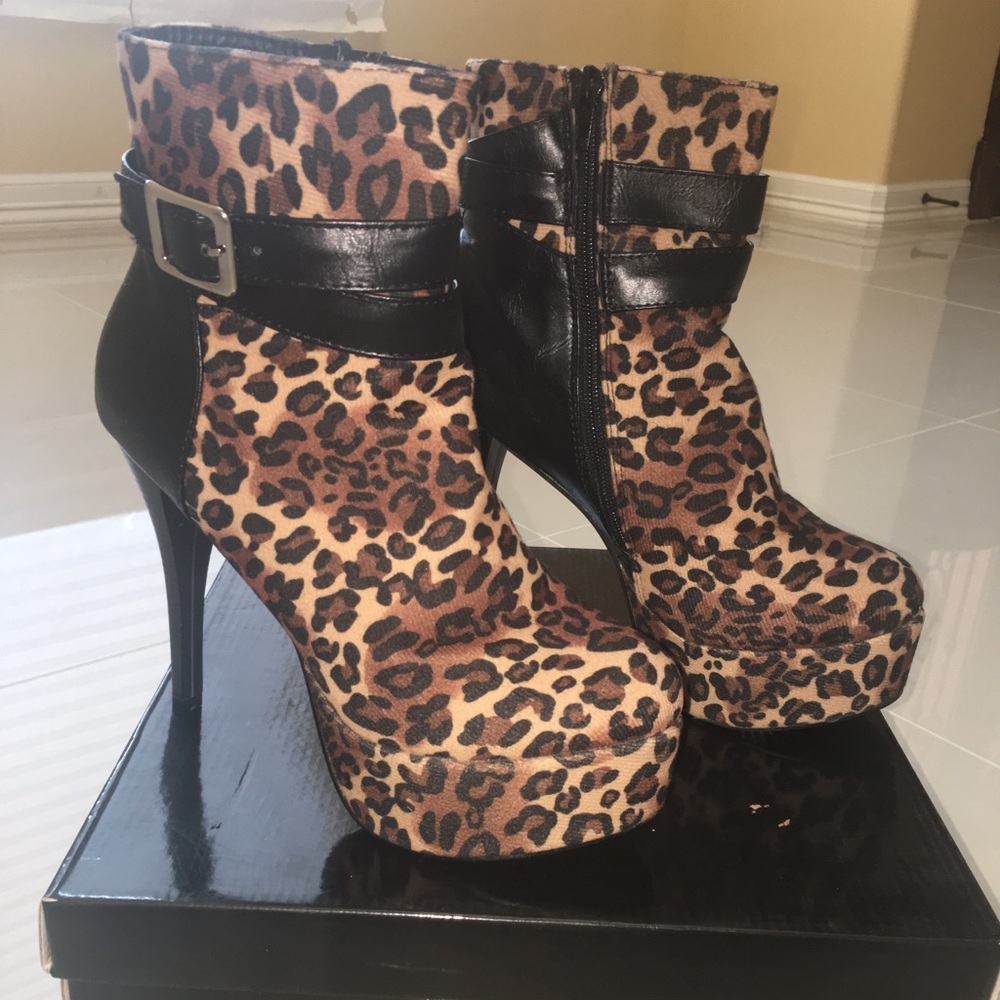 Leopard print booties